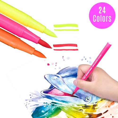 

24 Colors Paint Markers Washable Watercolor Pen Set