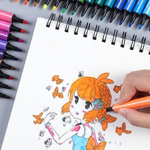 

24 Colors Washable Colored Marker Pen Rounded Tip Watercolor Pen Kit