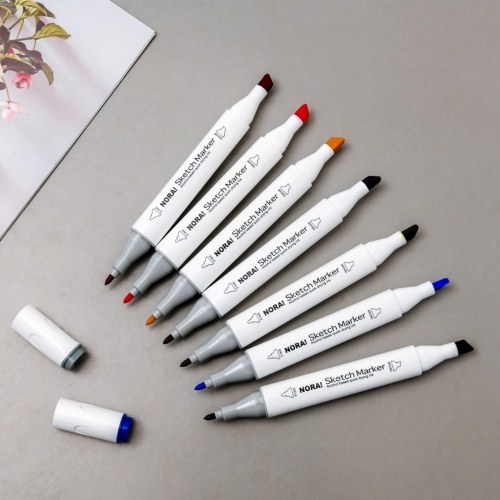 

24 Colors Art Markers Set Dual Heads Broad Fine Point Alcohol Based Marker Pens