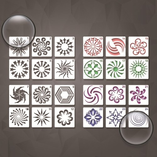 24pcs Flower Stencils 130*130mm PET Templates DIY Hollow Out Design