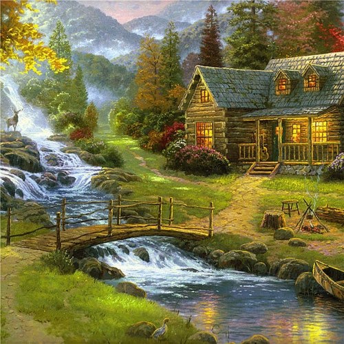 DIY 5D Diamond Painting Kit Cottage House Pattern