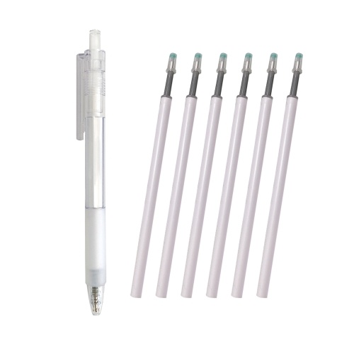 1pc Refillable & Retractable Gel Ink Pens 0.5mm Black Ink Gel Pen with 6 Ink Refills for Office School Students Adults