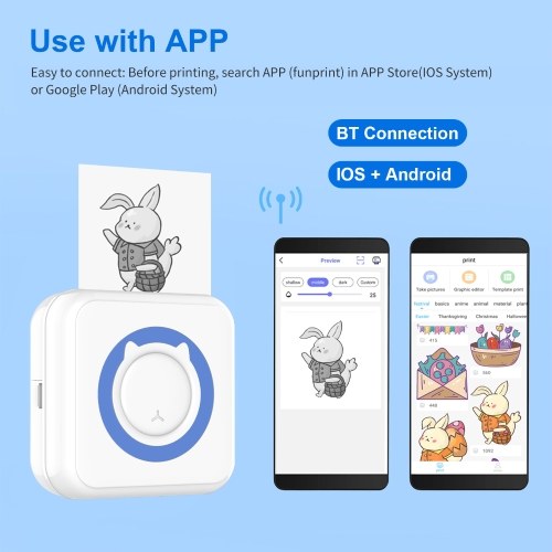 All-in-one Photo Printer Multifunction Portable Printer Wireless Instant Mini Printer with 6 Thermal Paper Rolls+5 Self-adhesive Paper Rolls+3 Color Thermal Paper Rolls 57mm Compatible with iOS Android