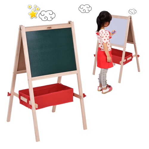 Kids Wooden Art Easel Chalkboard White Drawing Board Placa de educação magnética de dupla face com cartas magnéticas Caneta marcador Caneta de armazenamento