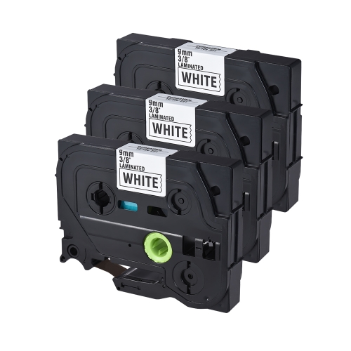 

2pcs Laminated Label Tape Black on White Compatible for Brother P-touch Label Printer PT-1010/PT-2100/PT-18R/PT-E200/PT-9500 9mm