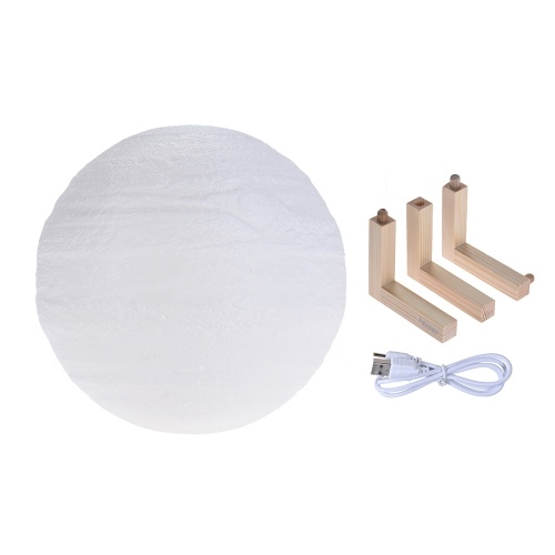 

Aibecy 15cm/5.9in 3D Printed Jupiter Lamp LED Light 2 Colors Switchable (White/ Yellow) Adjustable Brightness Touch Control USB Recharge with Wooden Stand Festival Gift Home Office Western Restaurant Decorative Night Light
