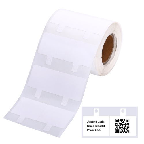 

Aibecy Jewelry Label Price Tag Thermal Printing Sticker Paper Self-Adhesive Waterproof Oil-Proof Tear Resistant Label Tape for DP23 Series Thermal Printer Label Maker Machine, 1 Roll 14x53mm 100 Sheets