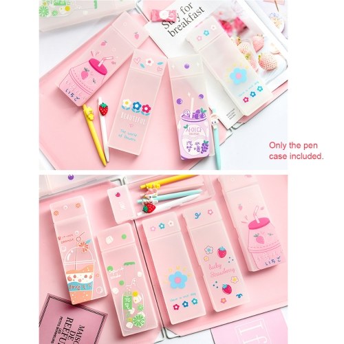 

Creative Plastic Pencil Case Cartoon Pen Box Translucent Stationery Organizer