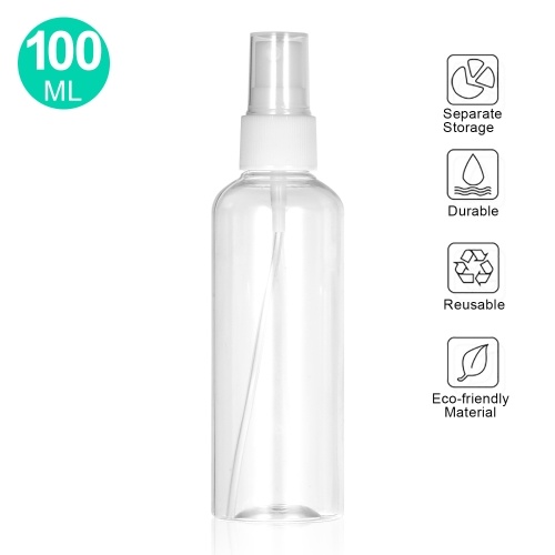 

100ml Clear PET Spray Bottle Fine Mist Sprayer Mini Travel Bottle Plastic Empty Refillable Container for Perfume Cosmetic Makeup Water Atomizer