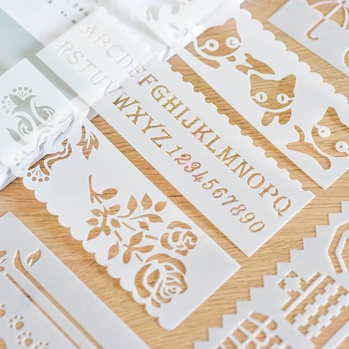 

Multi-functional Drawing Stencils Straight & Wavy Lines Rulers Hollow Out Design PP