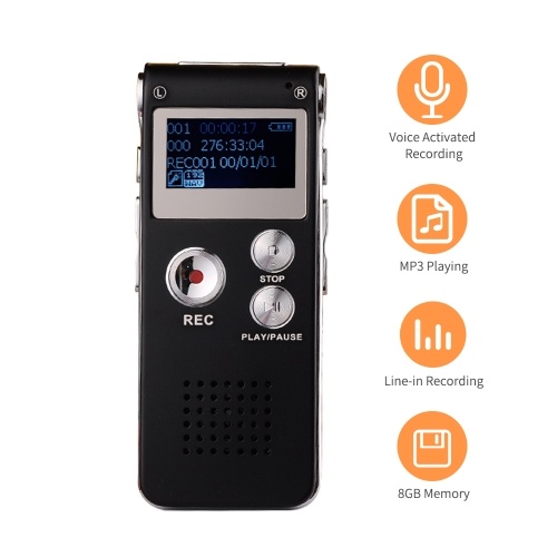 

Mini Digital Voice Recorder 8GB Voice Activated Recorder Audio Sound Dictaphone