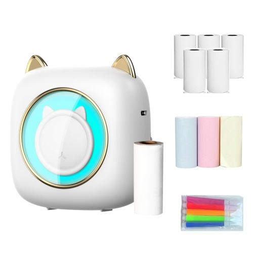 

Mini Pocket Printer with 6 Roll Thermal Paper+3pcs Color Thermal Paper 57x25mm+5pcs Color Markers
