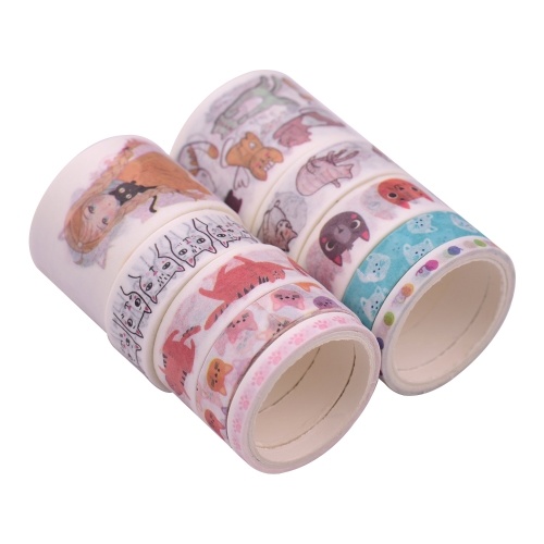 

Washi Japanese Paper Tapes Scrapbooking Tape Rolls Colorful Design 10pcs/set