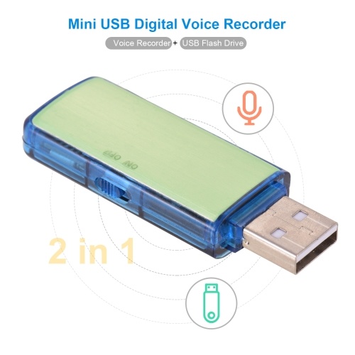 Mini USB Registratore audio vocale digitale Registratore U-Disk Registrazione con un pulsante Capacità ricaricabile da 8 GB per colloquio di conferenza