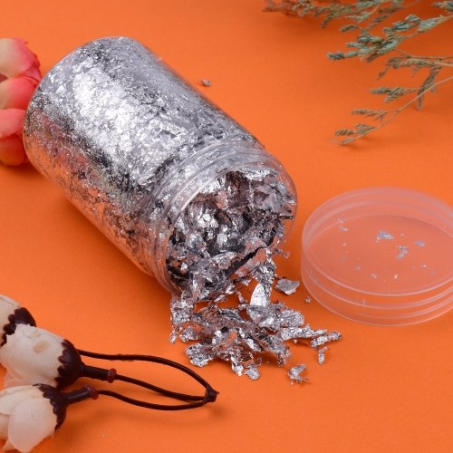 

10g Per Color Imitation Gold Foil Flakes 3 Bottles Metallic Foil Flakes, Gold+Silver+Rose Gold