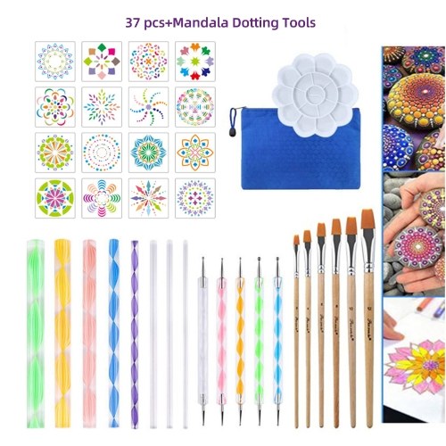 

40 Piece Mandala Dotting Tools DIY Painting Stencils Ball Stylus Palette Paint Brushes Multifunction Embossing Dot Kit for Canvas Rocks Coloring Drawing Crafting Art Supplies Handwork Decoration