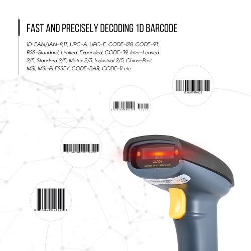 

Wired USB Barcode Scanner Handheld Bar-code Scanning Reader for Supermarket Library Express Company Retail Store Warehouse