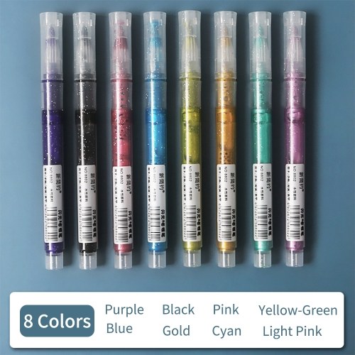 

8 Colors Glitter Metallic Marker Pens Set Paint Pens for Black Paper Drawing Painting Journal Diary Card Making DIY Craft Projects Scrapbooking Metal Glass