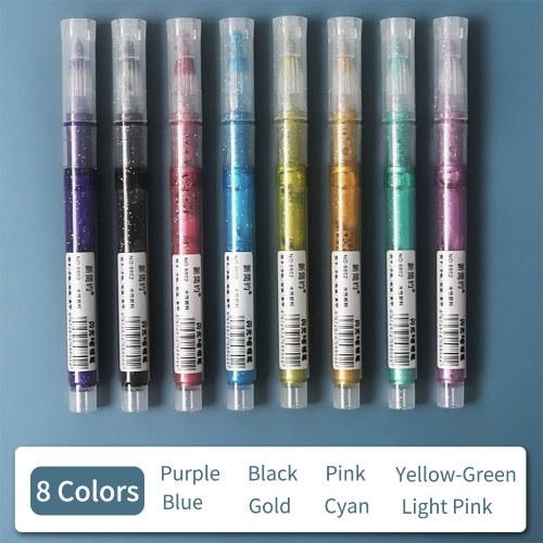 8 Colors Glitter Metallic Marker Pens Set Paint Pens for Black Paper Drawing Painting Journal Diary Card Making DIY Craft Projects Scrapbooking Metal Glass