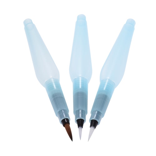 

3pcs/Pack Watercolor Brush Pen Kit Set Water Storage Nylon Hair Assorted Round Point Tips for Solid Color Powder Watercolor Painti