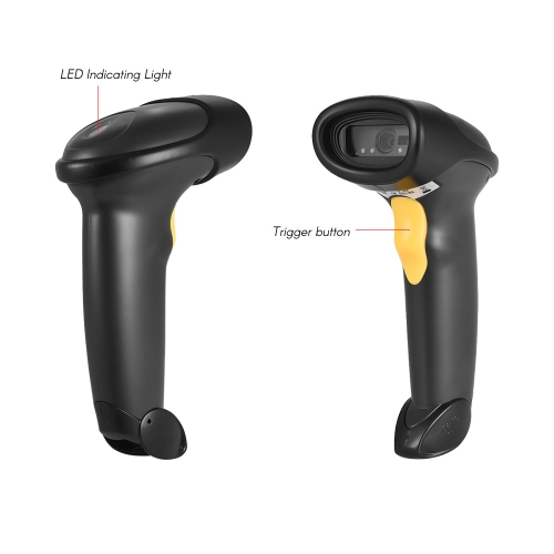 

Wired USB Red Light Barcode Scanner Handheld 1D Bar-code 2D Scanning Reader for Supermarket Library Express Company Retail Store Warehouse