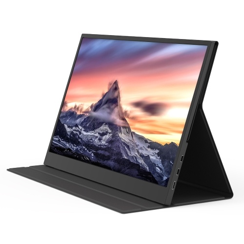 15.6inch Portable FHD 1080P Laptop Monitor IPS Screen Gaming External Monitor Plug&Play with PU Leather Cover 