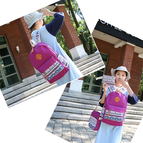 

Three Pieces of Leisure Students Backpack Fashion National Style Double Shoulder Bag