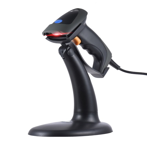 USB Bi-directional 1D Barcode Scanner Auto Manual Consecutive Scanning Bar Code Reader Adopt 32bit ARM Processor Optical Glass w/ Stand