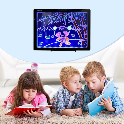 

Aibecy Color Writing Tablet LED Message Board Dual-sided Drawing Pad Electronic Handwriting Board with Stand USB Interface for Office Cafe Bar Home School