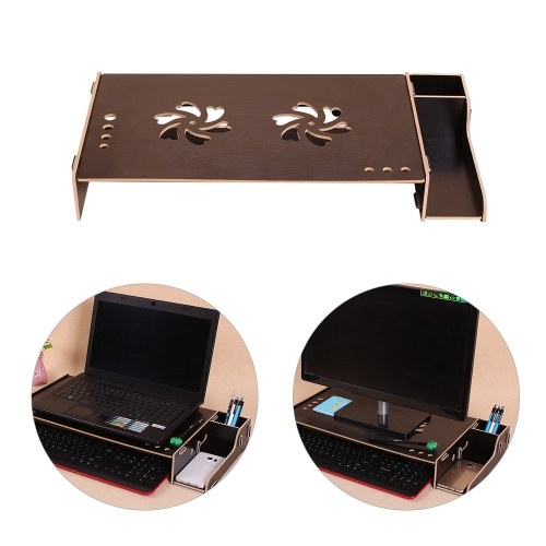 

Деревянный компьютерный монитор подставки Riser Laptop Shelf Desk Organizer с клавиатурой хранения Регулируемая высота для офисной школы