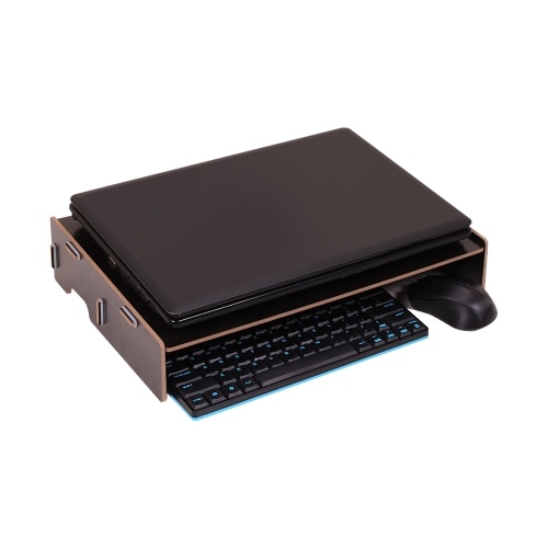 Soporte de monitor de computadora de madera Organizador de escritorio del sostenedor de la retransmisión del ordenador portátil con la ranura del cableado del teclado para la oficina de la escuela
