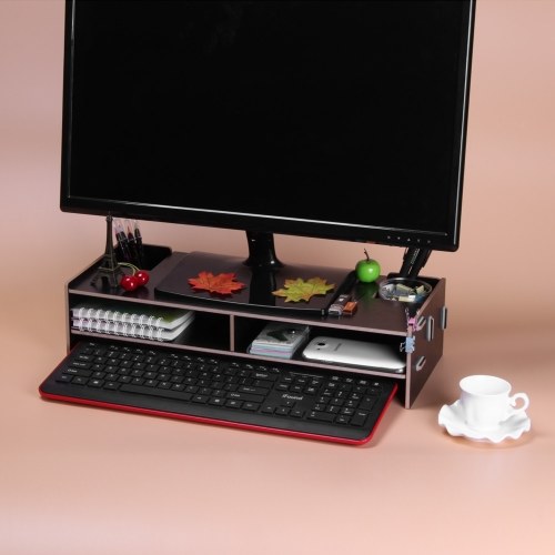 

Деревянный монитор для монитора подставки Riser Computer Desk с гнездами для хранения офисных принадлежностей Школьные учителя