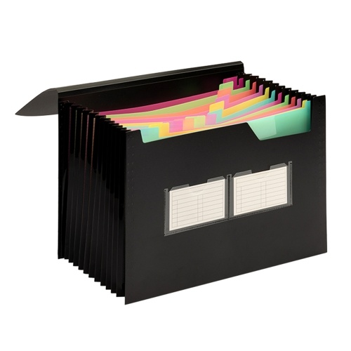 Carpeta de archivos expandible Organizador de archivos de 13 bolsillos Carpetas de acordeón de colores del arco iris Etiquetas en blanco coloridas Caja de archivos portátil de tamaño A4 Almacenamiento de documentos de escritorio para el estudio de negocios Hogar