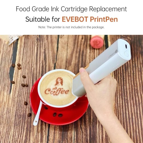 EVEBOT Ink Cartridge for PrintPen Handheld Food Printer ink Replacement 18ml Capacity Portable for Mini Coffee Latte Art DIY Patterns Design 