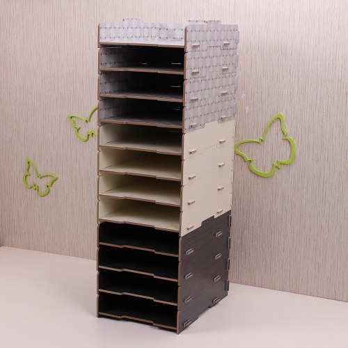 

Wood Desk File Organizer Document Holder Letter Tray 4 Layers for Office School Home Use