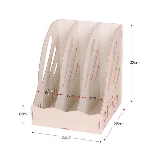 

Wood Desktop File Organizer Document Folder Holder 3 Upright Sections for Office School Students