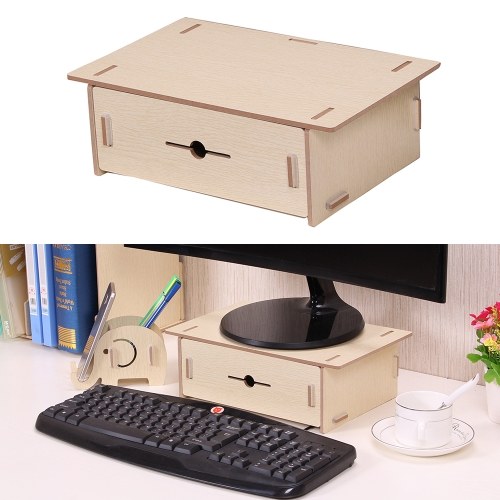 Small Desk Monitor Riser Stand Organizer Wood With Pen Holder Drawer Small Desk Monitor Riser Stand Organizer Wood With Pen Holder Drawer For School Office Home Stationery
