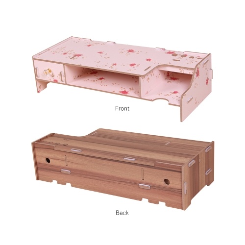 

Wooden Monitor Stand Riser Computer Desk Organizer with Keyboard Mouse Storage Slots for Office Supplies School Teachers