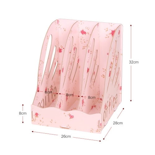 

Wood Desktop File Organizer Document Folder Holder 3 Upright Sections for Office School Students