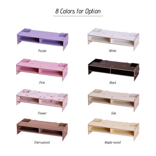 

Wooden Monitor Stand Riser Computer Desk Organizer with Storage Slots for Office Supplies School Teachers