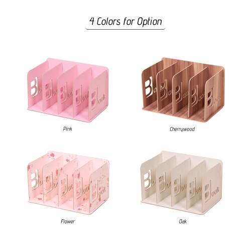 

Desk File Rack Book Sorter Organizer Holder Wood with 4 Compartments for Students School Office Home