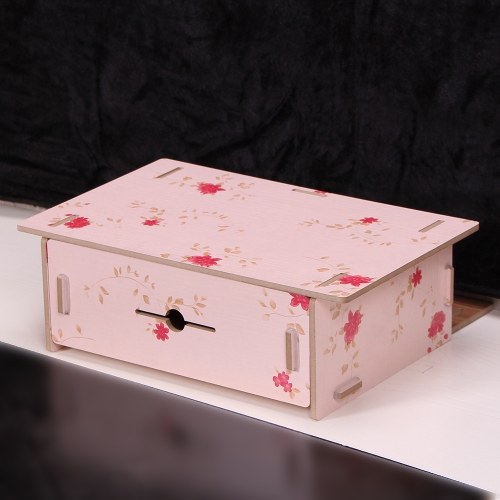 

Small Desk Monitor Riser Stand Organizer Wood with Pen Holder Drawer for School Office Home Stationery Storage