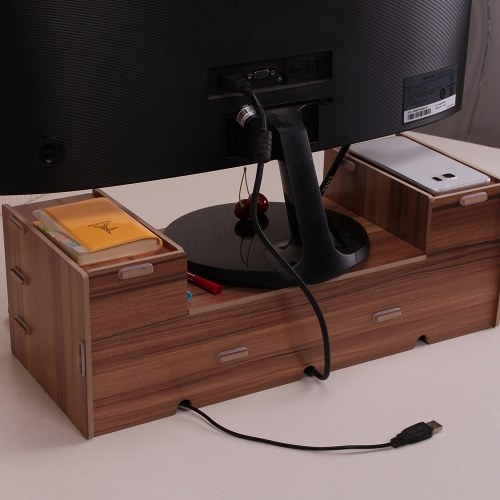 

5 ящиков монитор подставка Riser Desktop Organizer с клавиатурой слот для хранения школьных принадлежностей для офиса