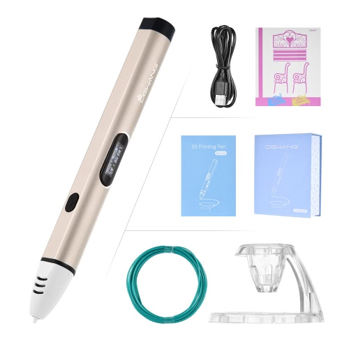 Dewang DW-X4-2.0 penna di stampa intelligente 3D a bassa temperatura Protezione 3D di disegno fai da te con stampante LCD Aluminio ultra leggero USB alimentato USB 5 m riciclabile PCL filamento penna carta modello Tema creativo Kid Birthday Chrismas regalo