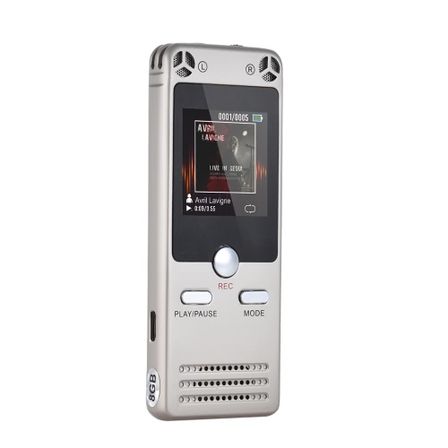 Dictaphone MP3 AB enregistreur vocal audio numérique 8 Go de mémoire portable Répétant le haut-parleur HiFi intégré