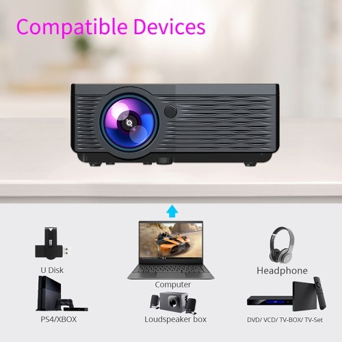 

Mini Projector 1080P Supported 5000 Lux 150 Inch Display Portable Video Movie