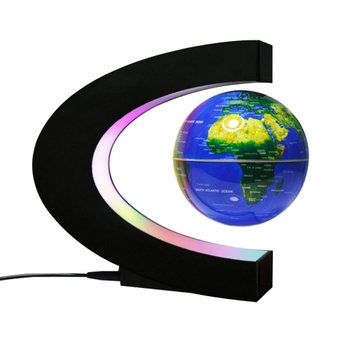 

Floating Globe with LED Multicolor Base Creative 4 Inch C Shape Anti Gravity Magnetic Levitation Rotating World Map for Children Gift Home Office Desk Decoration Teaching Demo