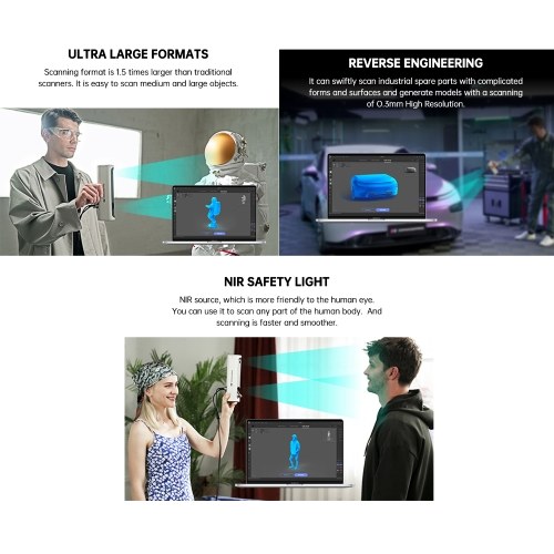 3DMakerpro Lynx Handheld 3D Scanner for 3D Printing 0.1mm Accuracy&10FPS Scanning Lightning-Fast Speed Compatible with Win10/11 and MacOS 11/12 (Premium) 