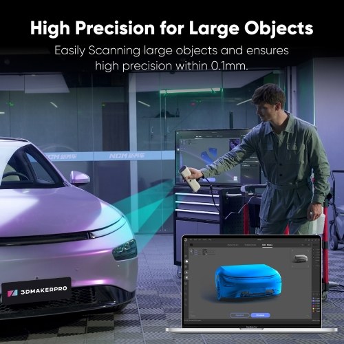 3DMakerpro Lynx Handheld 3D Scanner for 3D Printing 0.1mm Accuracy&10FPS Scanning Lightning-Fast Speed Compatible with Win10/11 and MacOS 11/12 (Premium) 