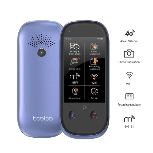 

boeleo Language Translator Device 3.0 Inch Touchscreen 4G/WiFi/Hotspot/Offline Support 117 Languages Instant Two Way Voice Translator with Recording/Photo Camera Translation Portable for Learning Travelling Shopping Business